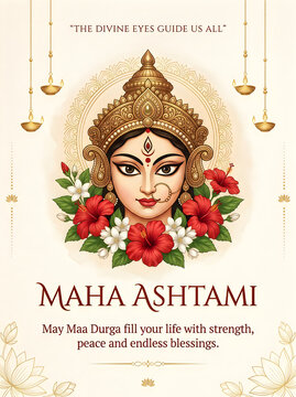 Maa durga illustration for maha ashtami celebration