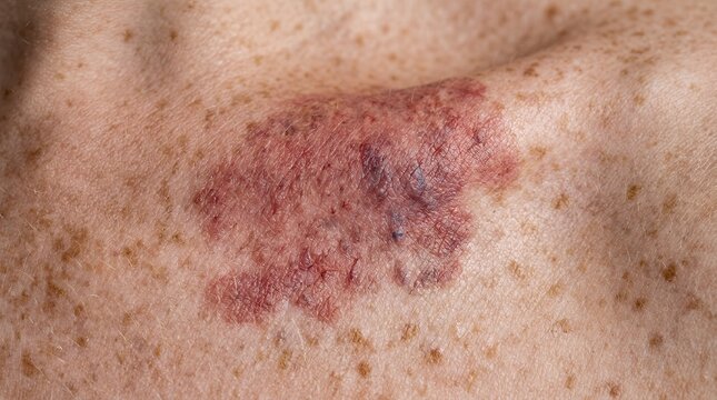 Close up view of inflamed skin rash with redness scaling and texture changes showing signs of dermatitis