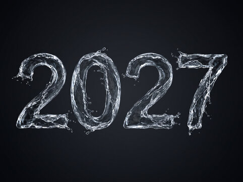 New Year celebration 2027 water splash design for festive marketing materials
