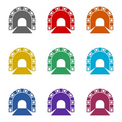 Fototapeta premium Tunnel sign icon isolated on white background. Set icons colorful