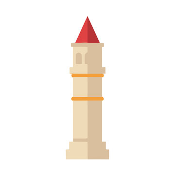 Flat design tower with red roof