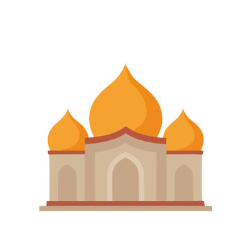 Stylized building with golden domes