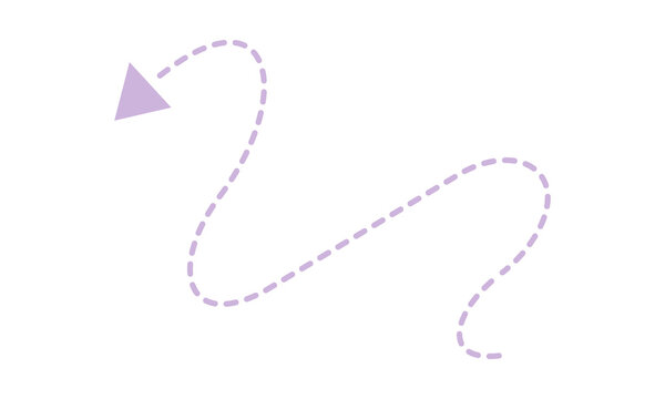 Purple dashed winding path with leftward arrow for navigation and direction illustration.