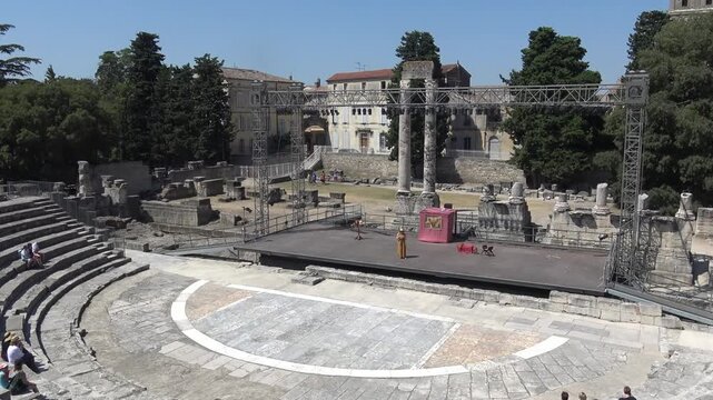 Ancient Roman Theatre of Arles with modern stage, Provence, France