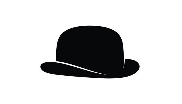 Solid black silhouette of a classic bowler hat with a rounded crown and curved brim, isolated on a clean white background.