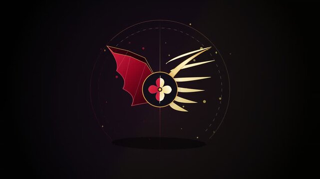 Abstract fantasy emblem with demon wing and angel wing