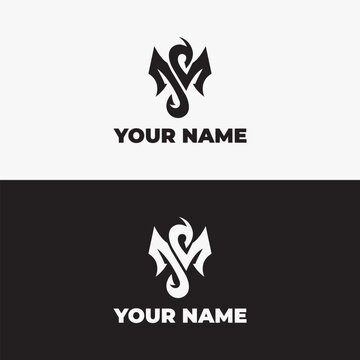 Modern black and white letters J and S combined typography icon