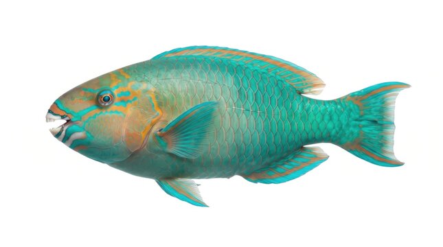 Colorful parrotfish swimming in clear water