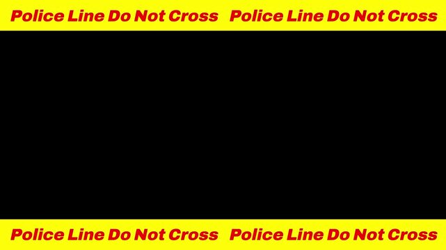 Animation Yellow Crime Scene Barrier Tape Double Row with "Police Line Do Not Cross" Scrolling Loop on transparent background alpha channel. Animated Video 4K