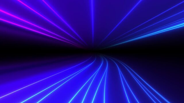 futuristic motion graphic backgrounds featuring luminous neon laser light beams, glowing optical streaks, synchronized wave lines, and reflective perspective trails