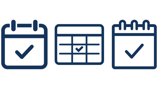 Business calendar planning icon set for schedules deadlines meetings and productivity