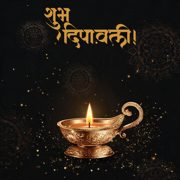 Diwali Diya on Black Background with Elegant Festive Glow