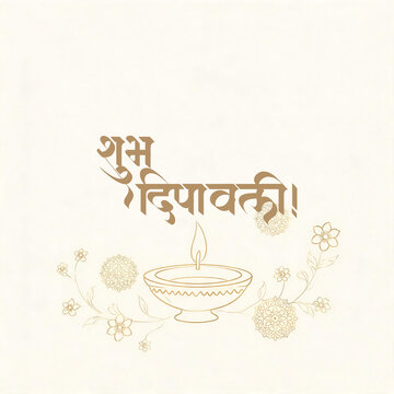 Minimal Diwali Line Drawing Design on Clean Background