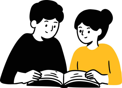 Students Reading a Book Together
