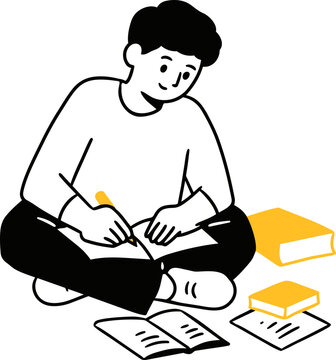 Student Studying with Books