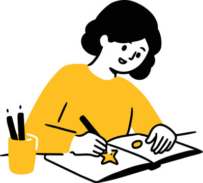 Student Drawing at Desk