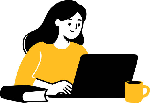 Student Studying on Laptop at Desk
