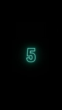 4K Vertical Neon 3D Countdown from 10 to 0 with Flash Transition