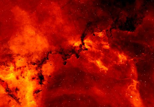 Fiery Red and Orange Nebula Clouds in Deep Space