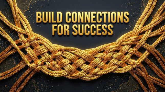 Intertwined golden ropes forming a strong knot, symbolizing connection and success