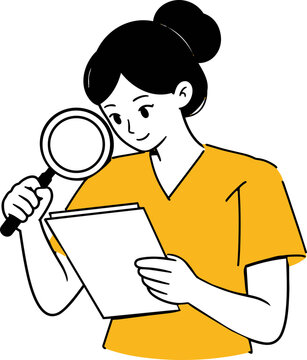 Woman Reviewing Business Document Illustration