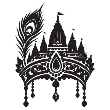 Krishna&rsquo;s crown transforming into the architectural outline of Mayapur