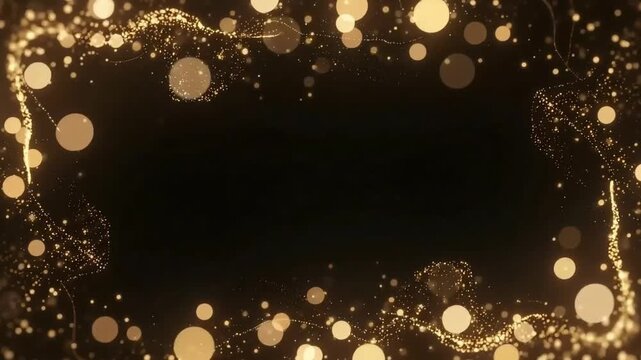 Shimmering Golden Particle Frame and Bokeh Vignette Border Motion Loop