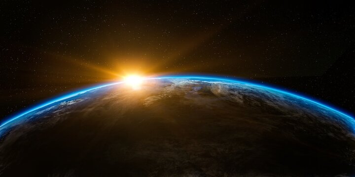 Sunrise Over Planet Earth Viewed from Space