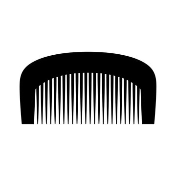 Simple black silhouette of a classic hair comb isolated on a white background, perfect for beauty, salon, and grooming concepts