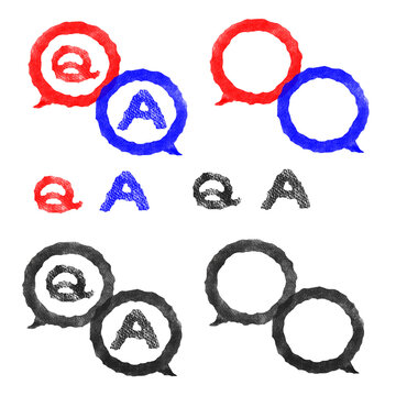 はんこ風Q&A文字と吹き出しのパーツセット