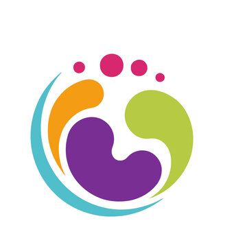 Colorful abstract logo with dots and curves