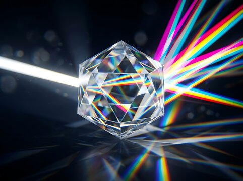 A large diamond refracting light into colorful spectrum