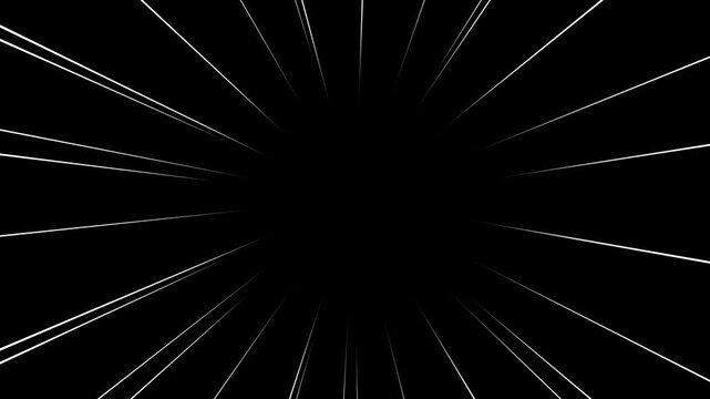 Bright anime speed lines animation on black background, Cartoon concept abstract anime speed line, white speed lines isolated, abstract manga speed lines zoom anime speed lines overlay animation.4k