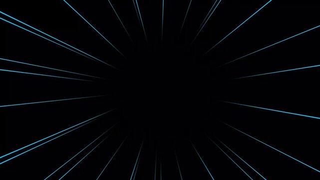 Fast zoom blue lines motion background, comic book style speed burst on black backdrop, Abstract Manga Speed Lines zoom anime speed lines overlay animation, Anime zoom speed lines animation.4k video