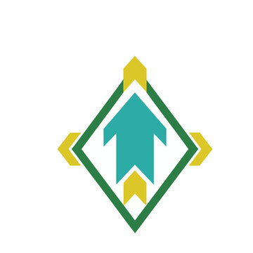 Abstract arrow logo with geometric shapes