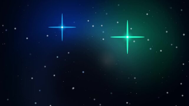 Cinematic animation of glowing stars in deep space