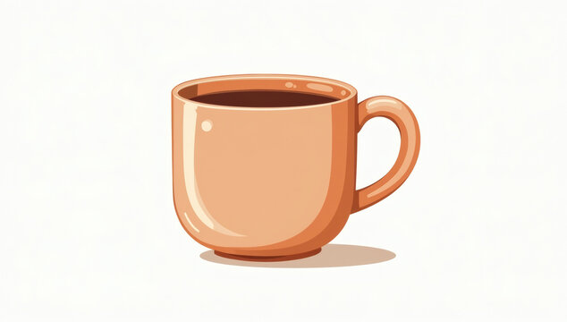 Simple Minimalist Ceramic Mug Illustration Featuring a Warm Coffee Beverage for Cozy Cafe Branding and Graphic Design Assets
