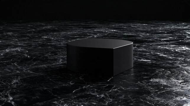 Black Podium on Marble Surface for Product Display