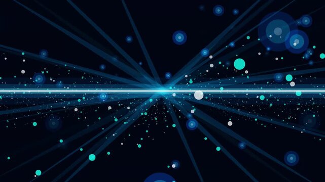 Abstract blue light streaks and particles motion background