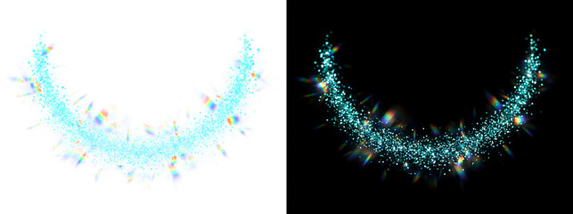 Sparkling Blue Glitter Arc Effect, Glowing Magic Dust Ring, Glowing Light Overlay © Vectrology
