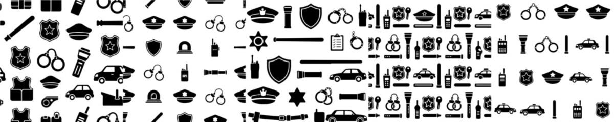 Police Patrol Accessories Badge Handcuffs and Security Symbols © rizkyan