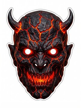 Scary halloween fiery lava demon mask 31 october with fire demon molten mask devil mask glowing 31 october