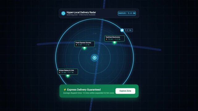 Futuristic Digital Delivery Radar Interface for Logistics and Supply Chain Analytics