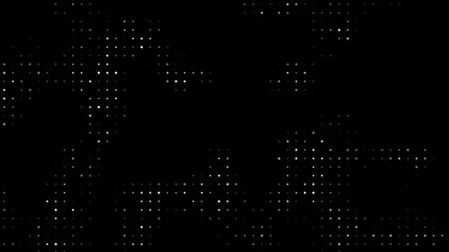 4k Abstract technology dark background dots and grid with dynamic glowing halftone dot matrix. Seamless looping abstract video background.