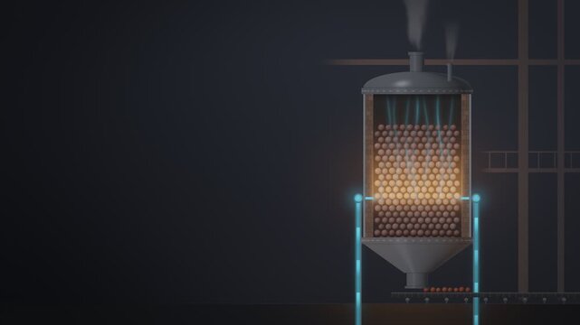 Green Steel Hydrogen Direct Reduction Shaft Furnace Cutaway Animation