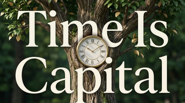 Time Is Capital Concept in Nature with Clock