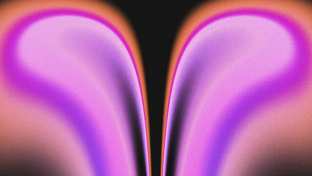 Abstract symmetrical purple and pink gradient curves with a soft glowing effect, black center contrast, and grainy noise texture. 