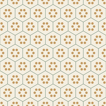 Korean geometric pattern of gwigap tortoiseshell hexagons with blossom motifs