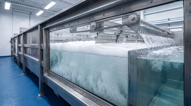 Dissolved Air Flotation DAF Clarifier Tank with Dense White Water Microbubble Blanket and Sludge Flight Scraper in Modern Effluent Treatment Plant