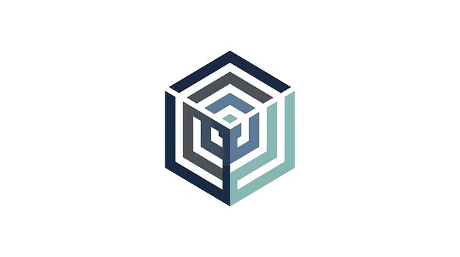 Minimalist geometric hexagon logo icon with abstract layered lines